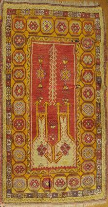 Appraisal: TWO SENNEH MEDALLION CARPETS The larger with stepped ivory violet