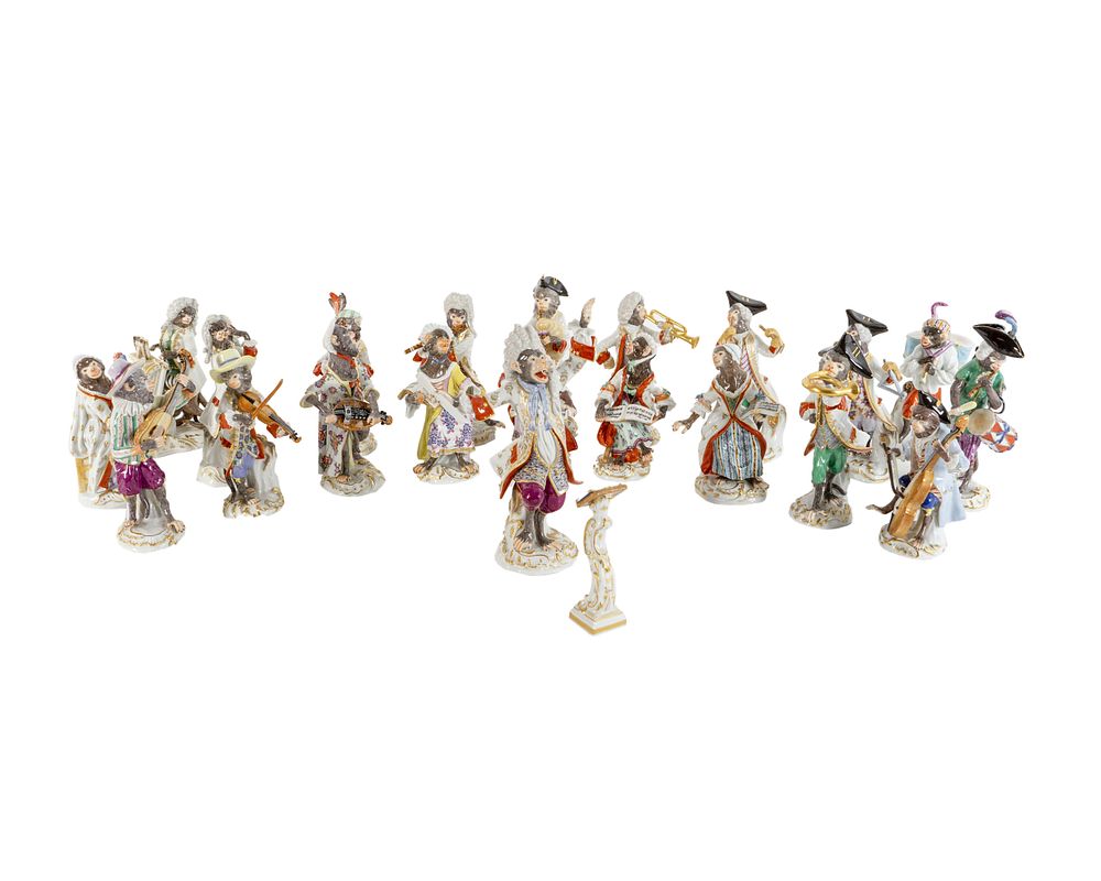 Appraisal: A Meissen Porcelain Twenty-Two-Piece Monkey Band A Meissen Porcelain Twenty-Two-Piece