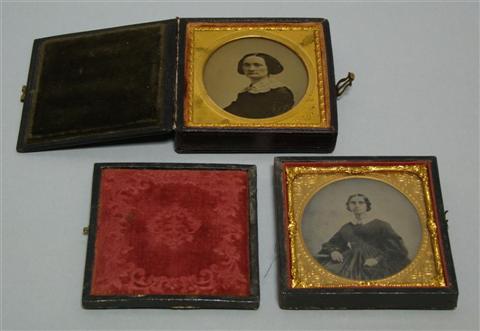 Appraisal: GROUP OF SIX CASED AMBROTYPES Including two plate ambrotypes one