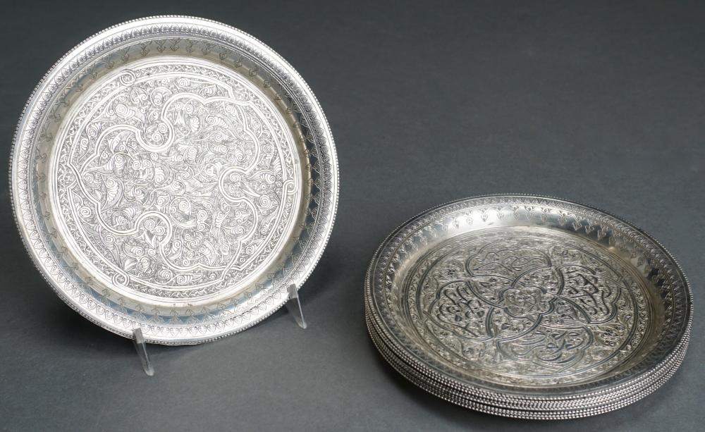 Appraisal: ELEVEN EGYPTIAN -SILVER PLATES PROBABLY BENI SOUEF AFTER D IN