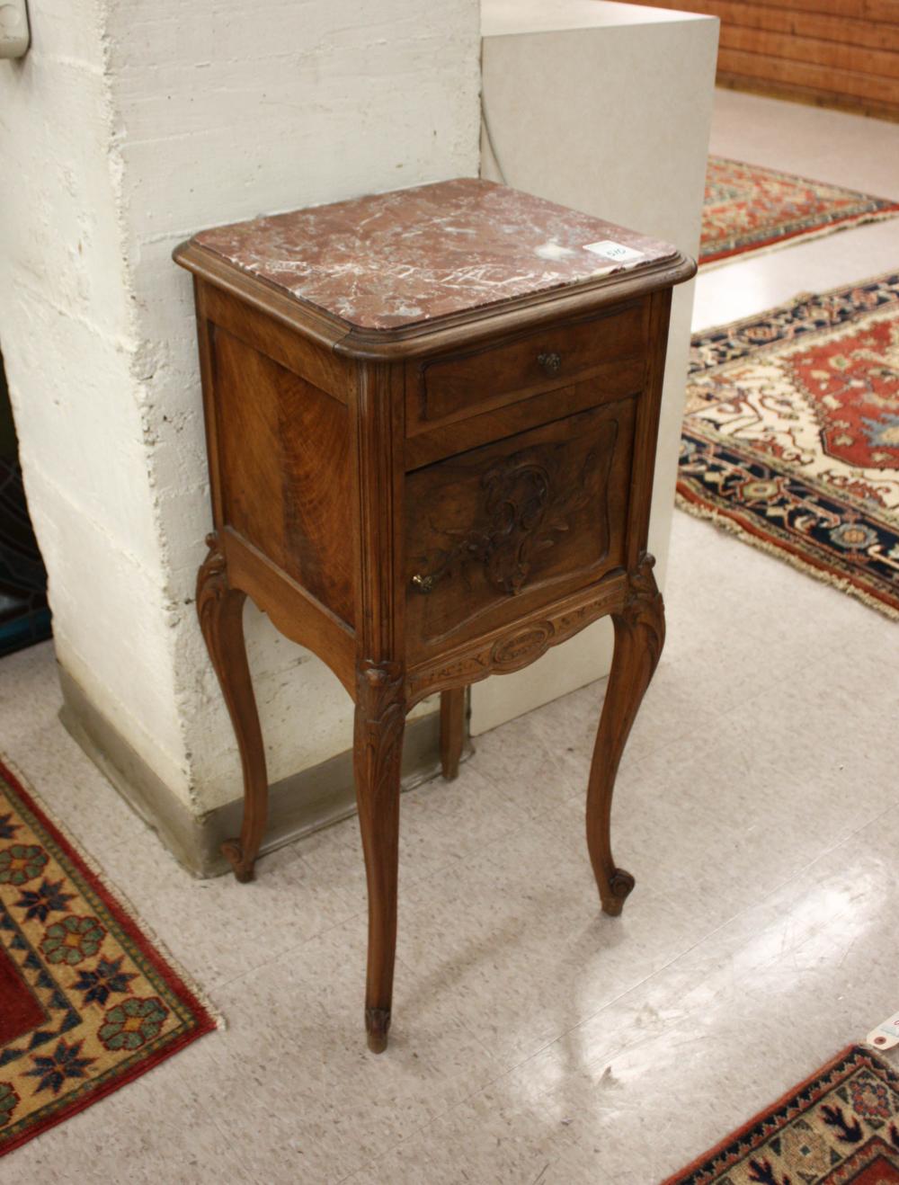 Appraisal: LOUIS XV STYLE MARBLE-TOP COMMODE NIGHTSTAND French c the carved