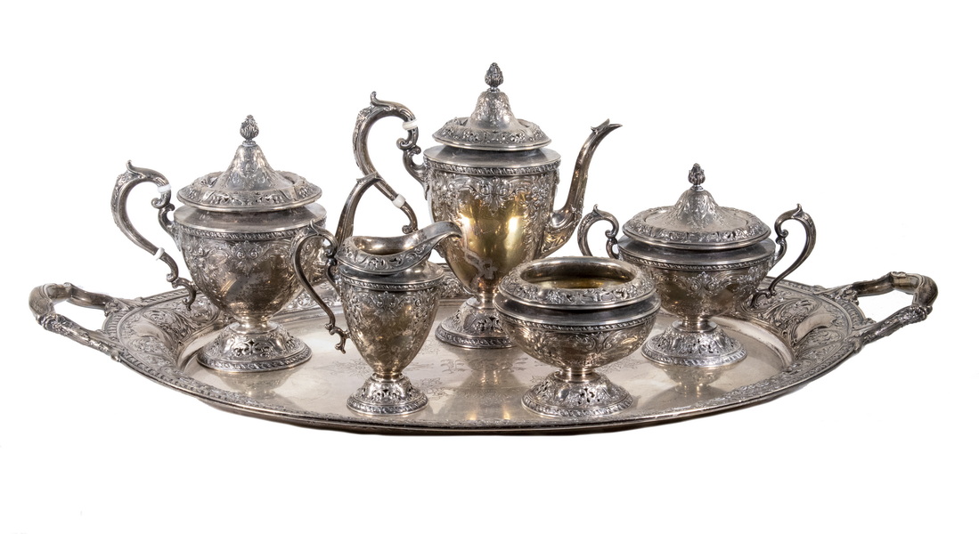 Appraisal: PC GORHAM SILVER TEA COFFEE SERVICE Ornate Gorham Sterling Silver