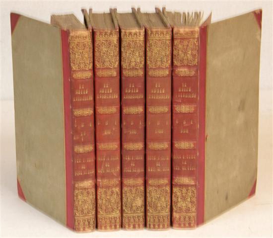 Appraisal: Five red and gilt leather volumes of the magazine La