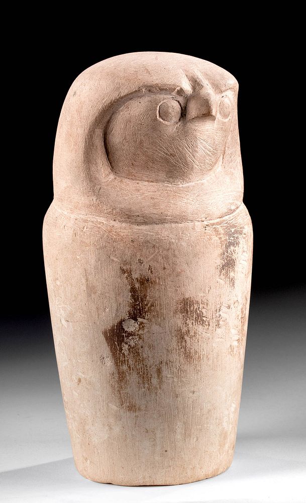 Appraisal: Egyptian Stone False Canopic Jar Falcon Head Originally Listed At