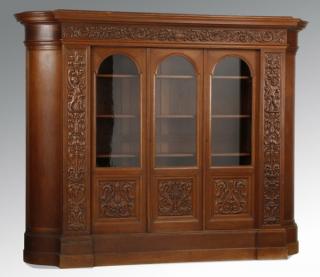 Appraisal: Early th c carved oak demilune cabinet Early th century