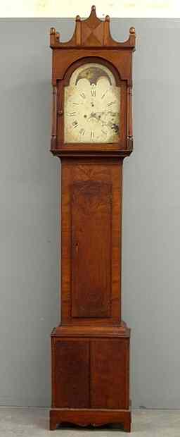 Appraisal: Reading Pennsylvania mahogany tall case clock c with a castle-top