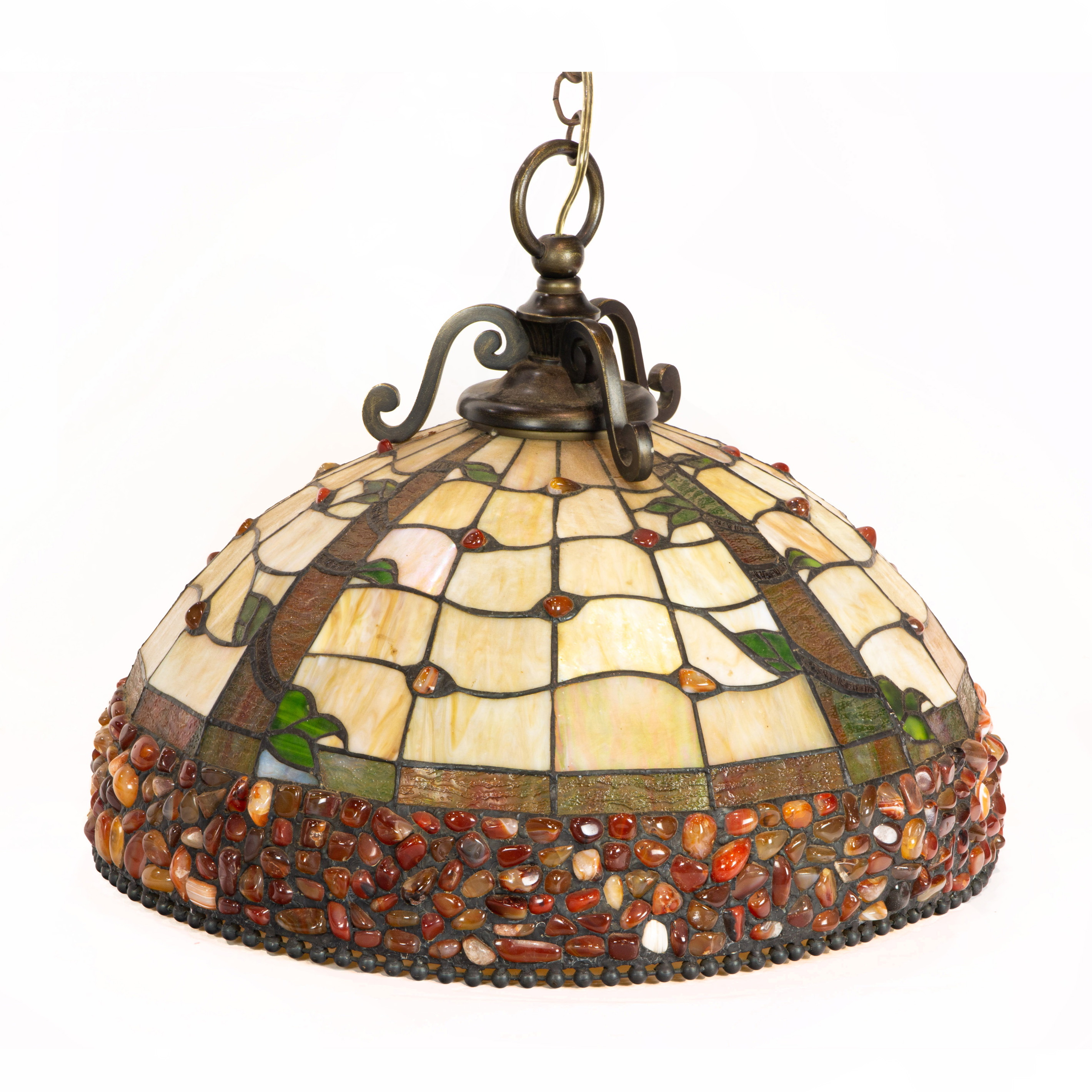 Appraisal: AN ARTS CRAFTS STYLE LEADED GLASS AND JEWELED HANGING FIXTURE