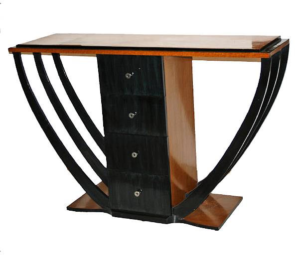 Appraisal: An Art Deco style four drawer console height in width