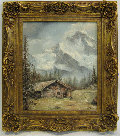 Appraisal: WILLY GISIN OIL ON MASONITE Swiss - Mountain landscape with