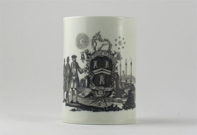 Appraisal: Masonic interest A fine Worcester cylindrical mug printed in black