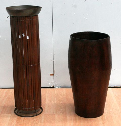 Appraisal: A timber urn and a brazier