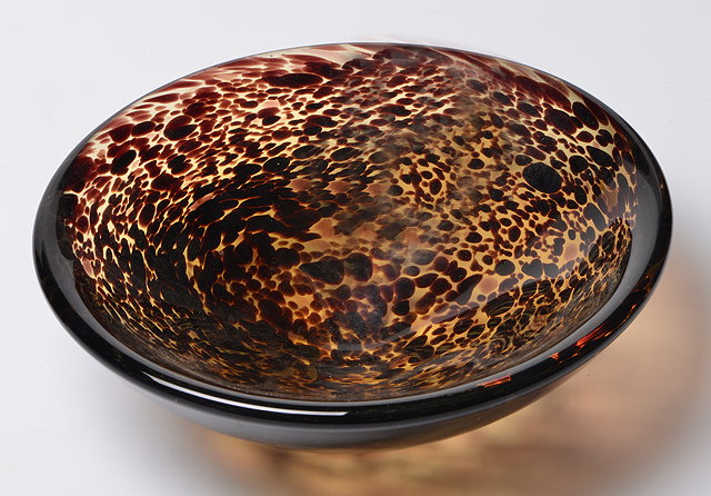 Appraisal: AN AMBER GLASS VASE decorated with regular air bubble inclusions