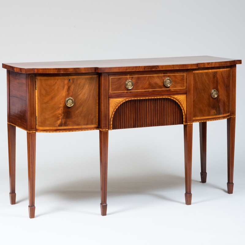 Appraisal: GEORGE III INLAID MAHOGANY SIDEBOARD x ft x in Condition