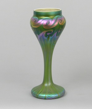 Appraisal: Signed Quezal Vase A signed Quezal glass vase the bulbous