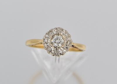 Appraisal: An English Diamond Cluster Ring k yellow gold shank features