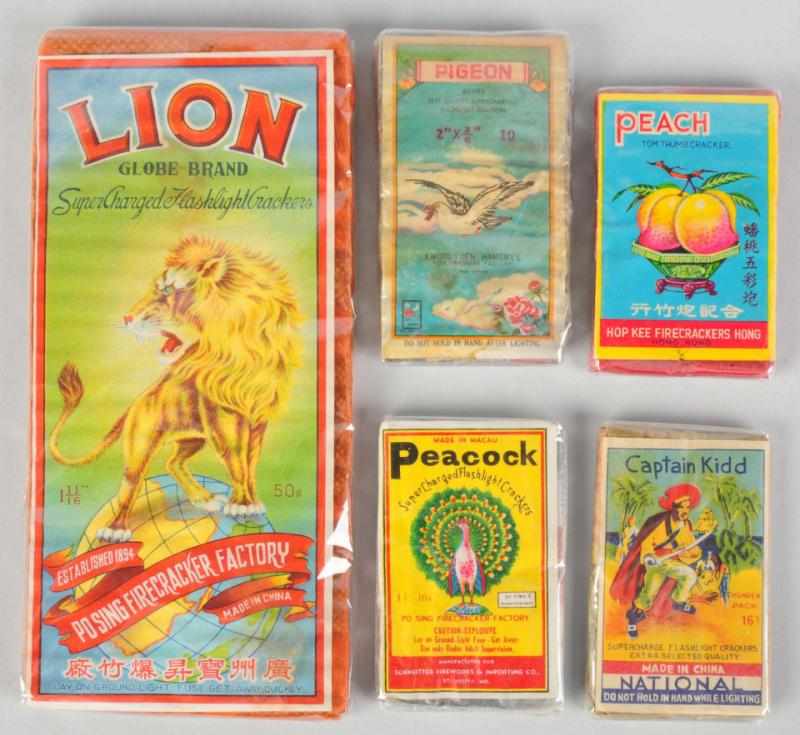 Appraisal: Lot of Firecracker Packs Includes Lion -pack Pigeon -pack logo