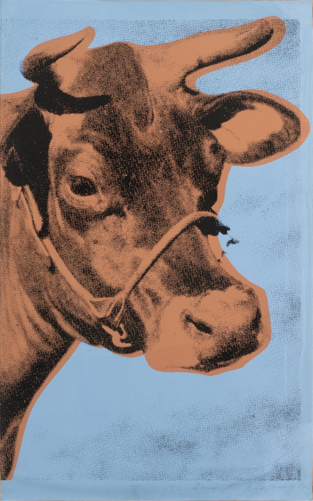 Appraisal: ANDY WARHOL - COW color screenprint in colors on wallpaper