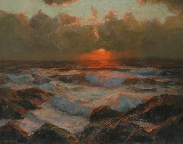 Appraisal: Julius Olsson British - Sunset on the Ocean oil on