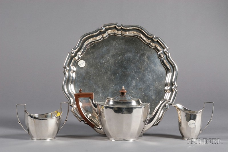 Appraisal: Assembled Four-Piece English Silver Tea Set Sheffield Mappin Webb makers