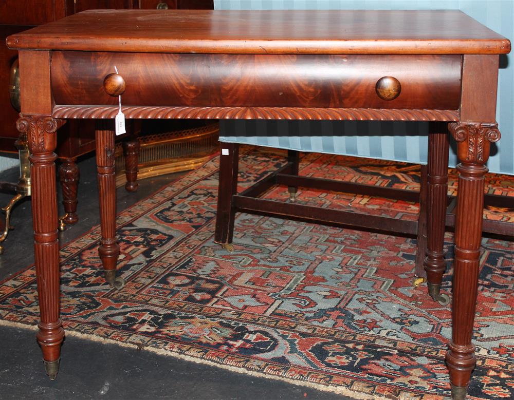 Appraisal: AMERICAN CLASSICAL STYLE MAHOGANY AND MAHOGANY VENEER LIBRARY TABLE MID