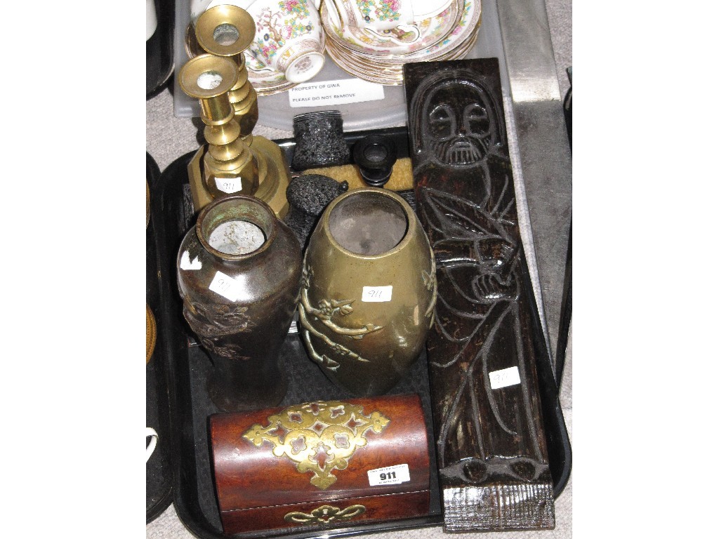 Appraisal: Tray lot comprising pair brass candl