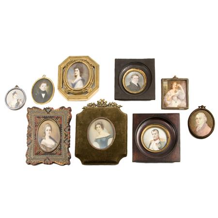 Appraisal: Group of Framed Portrait Miniatures Estimate -