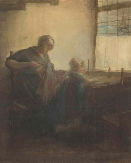 Appraisal: Bernardus Johannes Blommers Dutch - Mother and Child watercolor signed