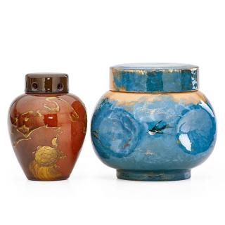 Appraisal: ROOKWOOD Jar and potpourri jar MARTIN RETTIG - UNKNOWN ARTISTROOKWOODEarly