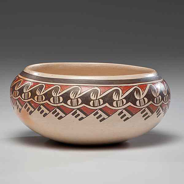 Appraisal: Fannie Nampeyo Hopi Bowl painted with a rhythmic migration pattern