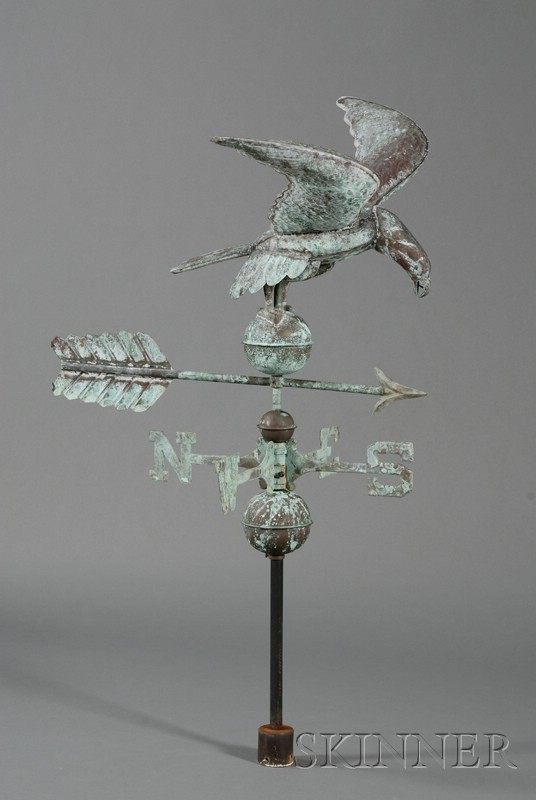 Appraisal: Molded Copper and Cast Bronze Eagle Weather Vane America early