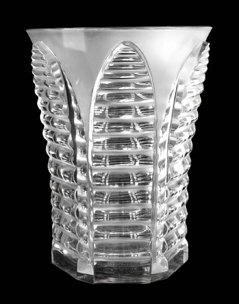 Appraisal: A Lalique molded and frosted glass vase sand blasted signature