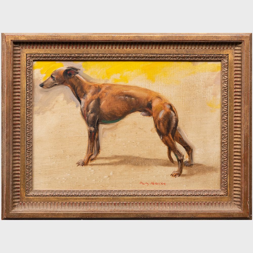 Appraisal: Henry Koehler - Whippet Oil on canvas mounted on masonite