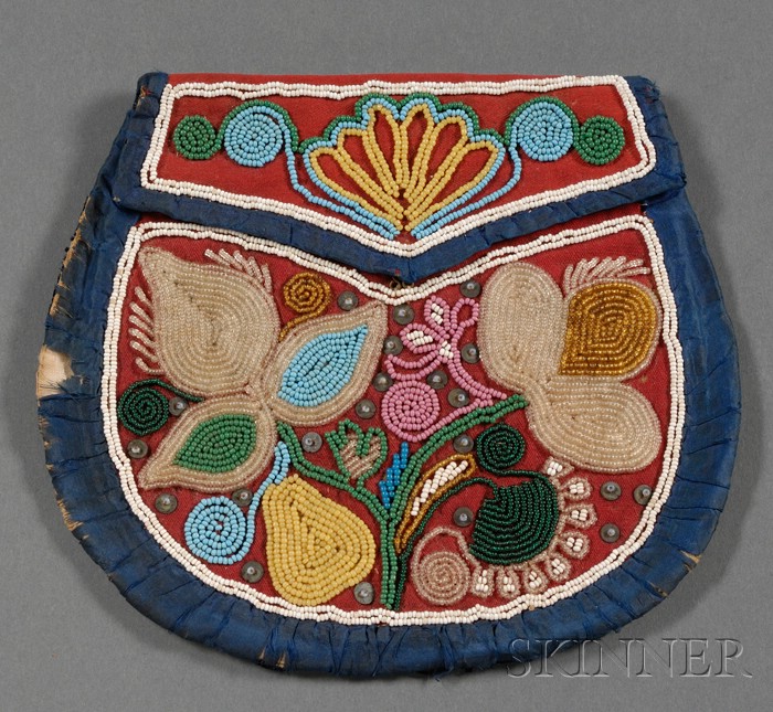 Appraisal: Northeast Beaded Cloth Pouch c third quarter th century on