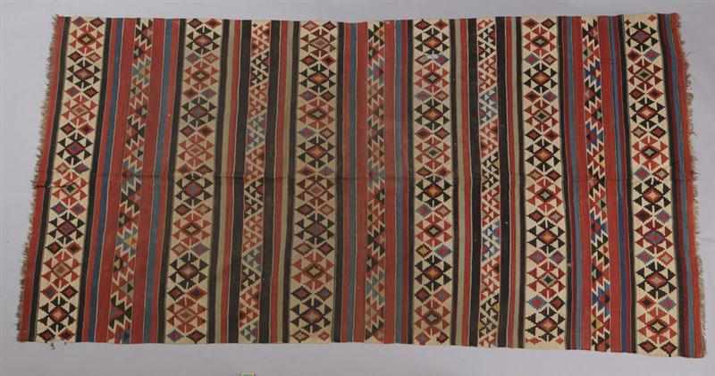 Appraisal: CAUCASIAN KILIM Worked with latched diamonds and zig-zag bands in