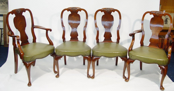 Appraisal: Set of four Queen Anne design mahogany dining chairs with