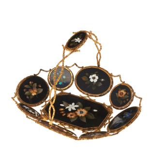 Appraisal: Italian Pietra Dura basket Italian Pietra Dura basket Late th