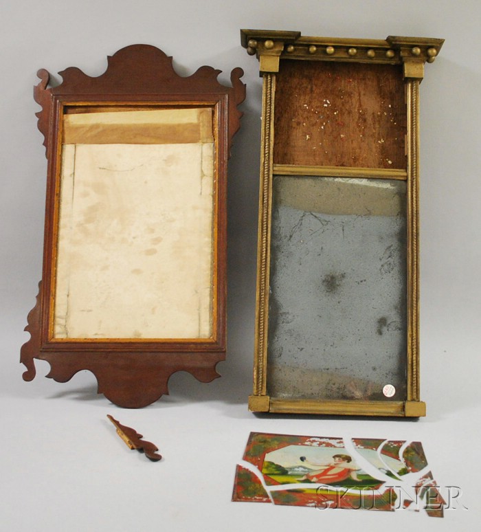 Appraisal: Chippendale-style Mahogany Mirror and a Gold-painted Federal Tabernacle Mirror lg