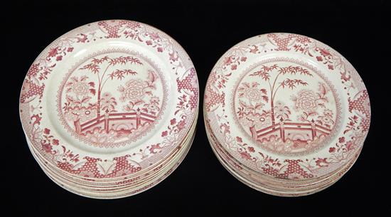 Appraisal: Sixteen red and white transferware plates by Davenport Co Longport