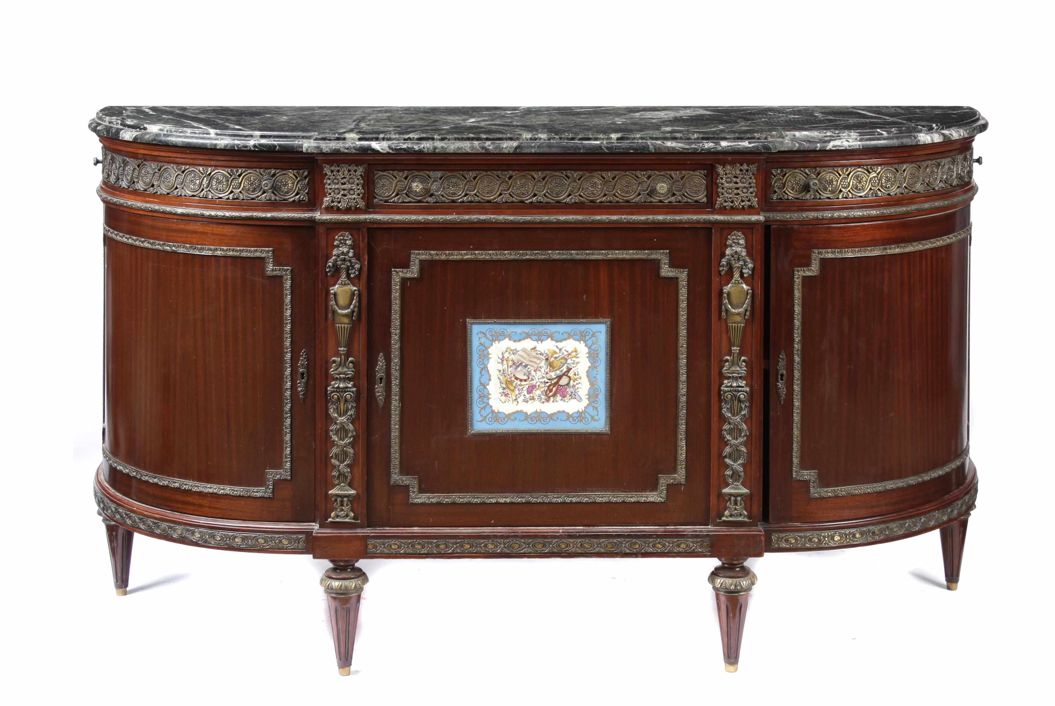 Appraisal: A Louis XVI style porcelain and bronze mounted buffet height