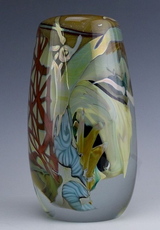 Appraisal: Mark Russel American Abstract Swirl Art Glass Vase Mark Russel