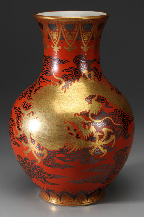 Appraisal: Eiraku Porcelain Vase Japanese late th century kyoyaki kinrande technique