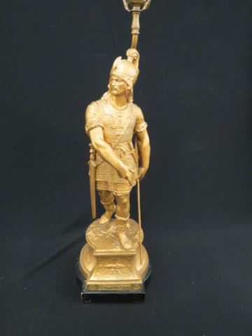 Appraisal: th Century Spelter Statue of a Roman Soldier gold finish