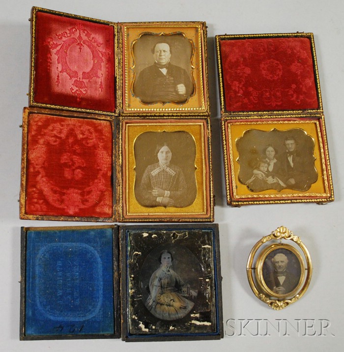 Appraisal: Five Assorted Cased Early Portrait Photographs daguerreotypes and ambrotypes