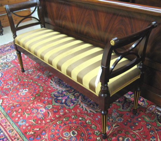 Appraisal: FEDERAL STYLE MAHOGANY WINDOW BENCH with long upholstered cushion seat