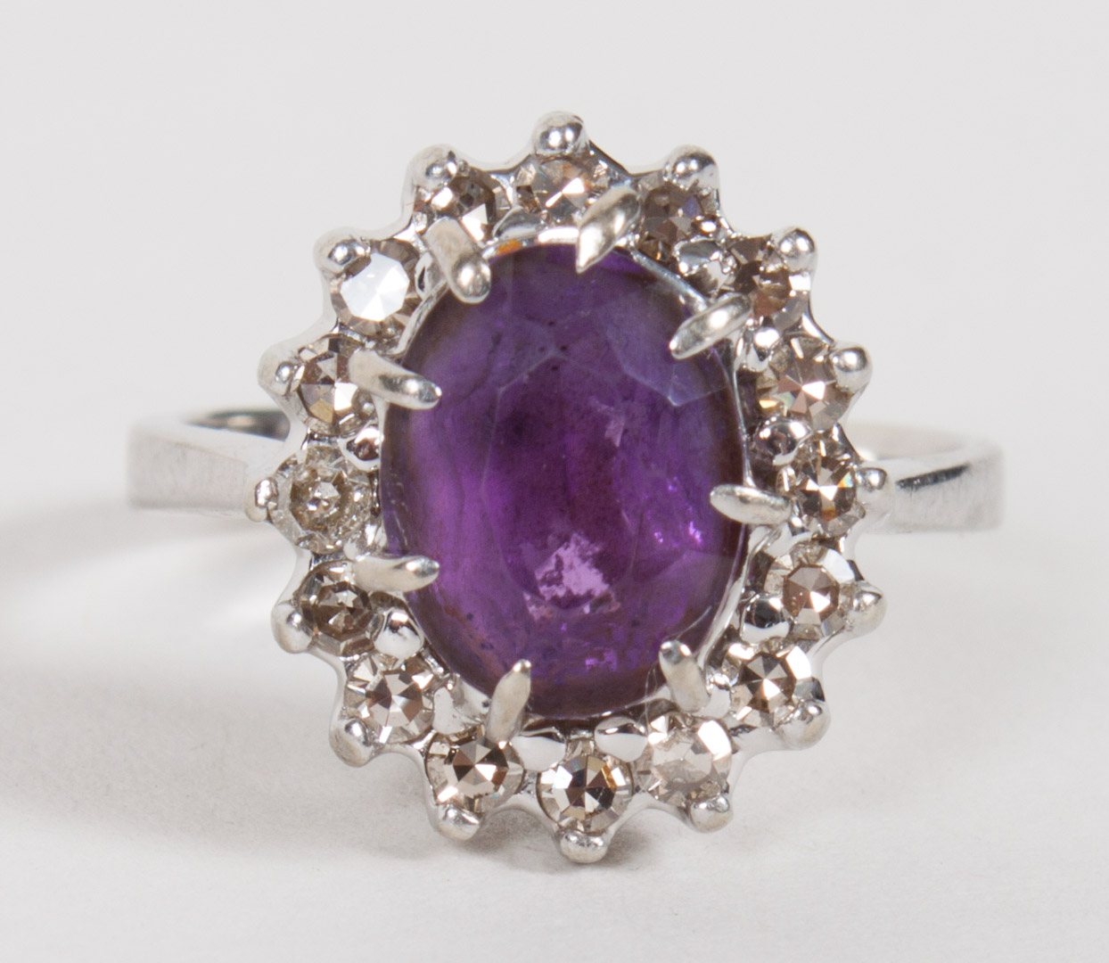 Appraisal: Lady's K white gold diamond amethyst ring size grams