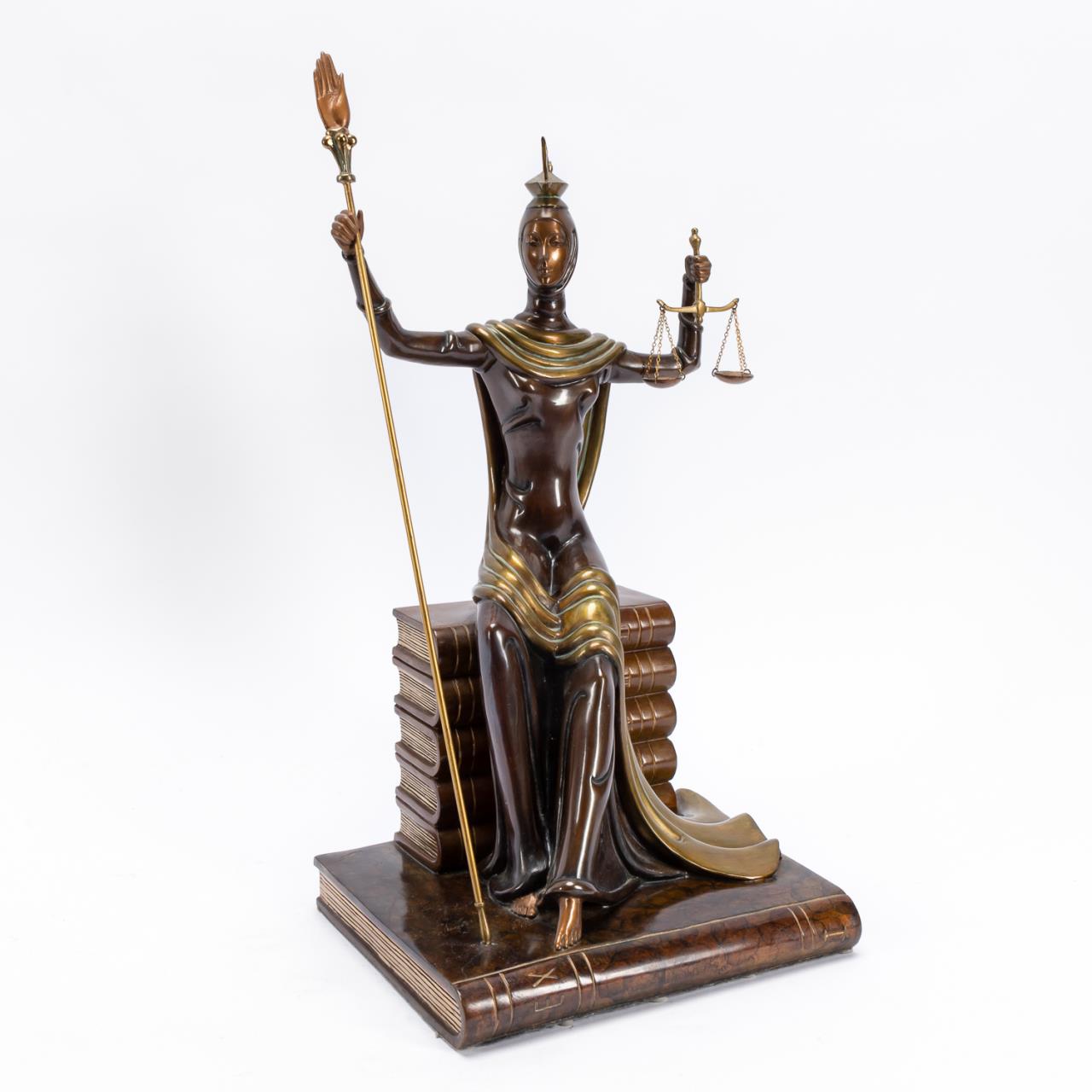 Appraisal: ERTE JUSTICE BRONZE SCULPTURE Romain de Tirtoff Erte Russian French