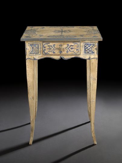 Appraisal: Continental Provincial Polychromed Pine Occasional Table early th century the