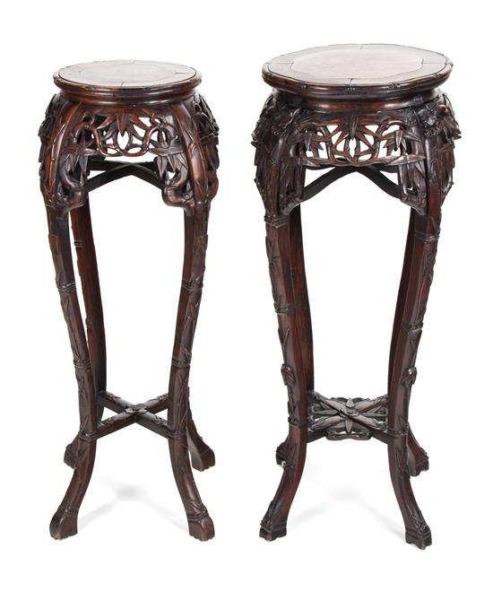 Appraisal: Sale Lot Two Chinese Export Carved Rosewood Pedestals th th