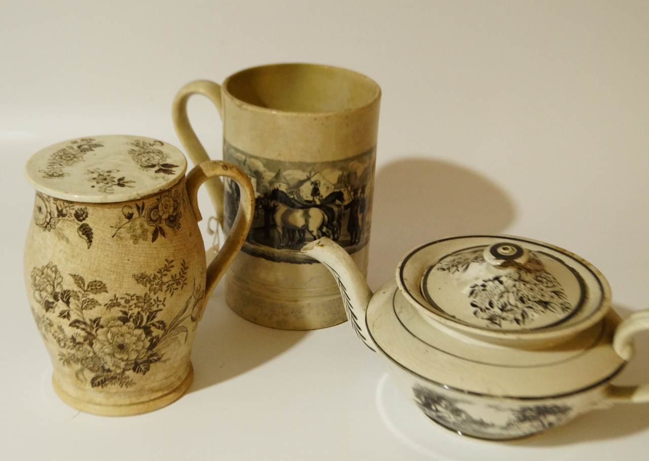 Appraisal: Various early thC black transfer printed wares comprising a Staffordshire