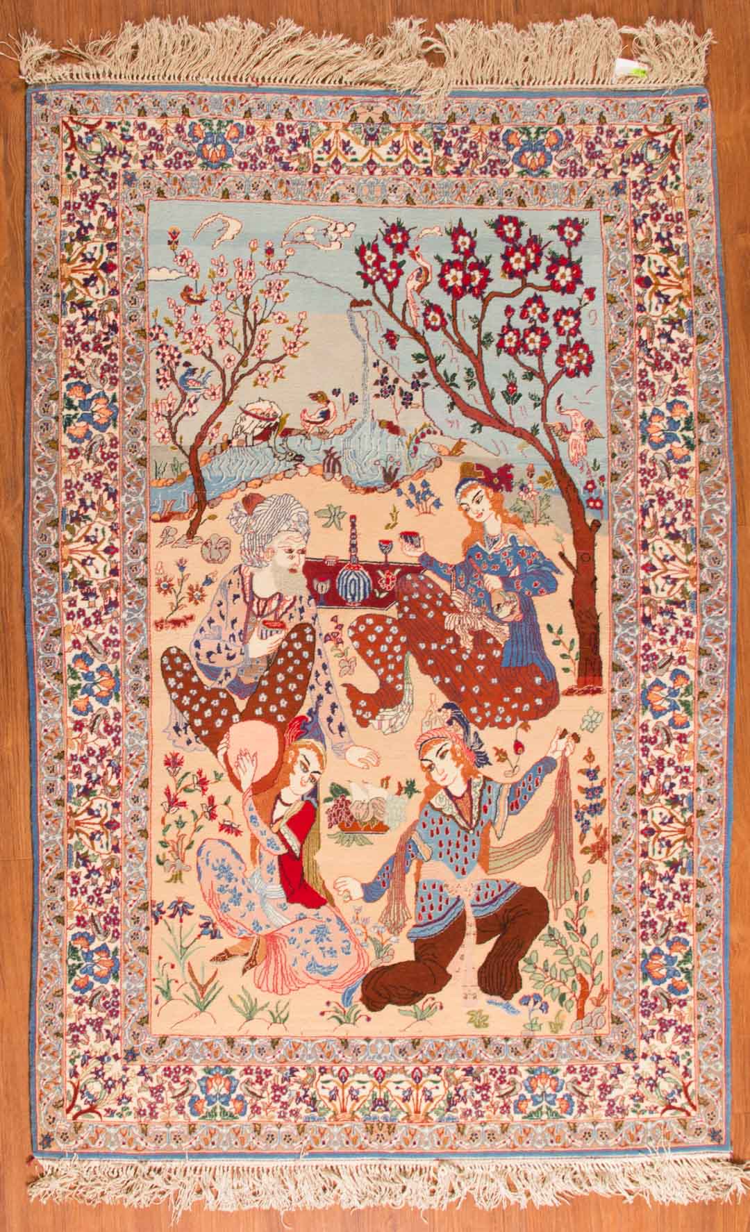 Appraisal: Very fine Ispahan pictorial rug approx x Iran circa Condition